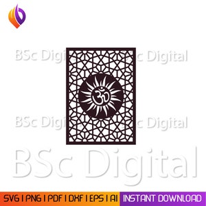 File DXF tagliato al laser per decorazioni da parete Om per macchine Glowforge e CNC - Decorazioni da parete Aum, taglio di pannelli in vinile metallico, taglio al plasma - Download digitale