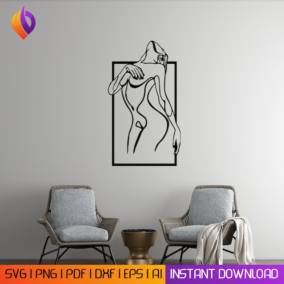 Sensual Body Art, Exotic Wall Art, laser cut svg dxf files wall sticker engraving decal silhouette template cnc cuting router digital vector