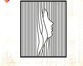 Woman Line Art Frame, Laser Cut Files, Wall Art (Digital Download)