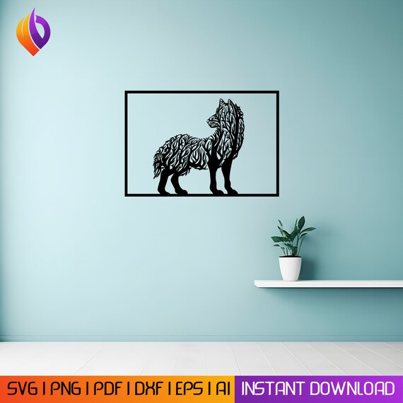Fox Tree branches Wall Art, Animal svg, dxf, EPS, AI, and PDF Files. fox Dxf for Plasma Cutting, Fox Laser Cutting, Glowforge, Fox Wall Art