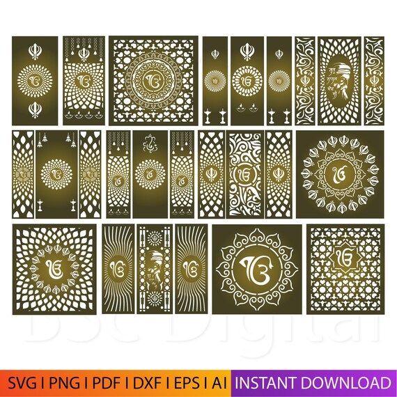 ek onkar wall Decor Laser-Cut DXF File, bundle for Glowforge and CNC Machines -  Ik Onkar wall Decor, Sikh DXF Vinyl Metal Panel Cutting