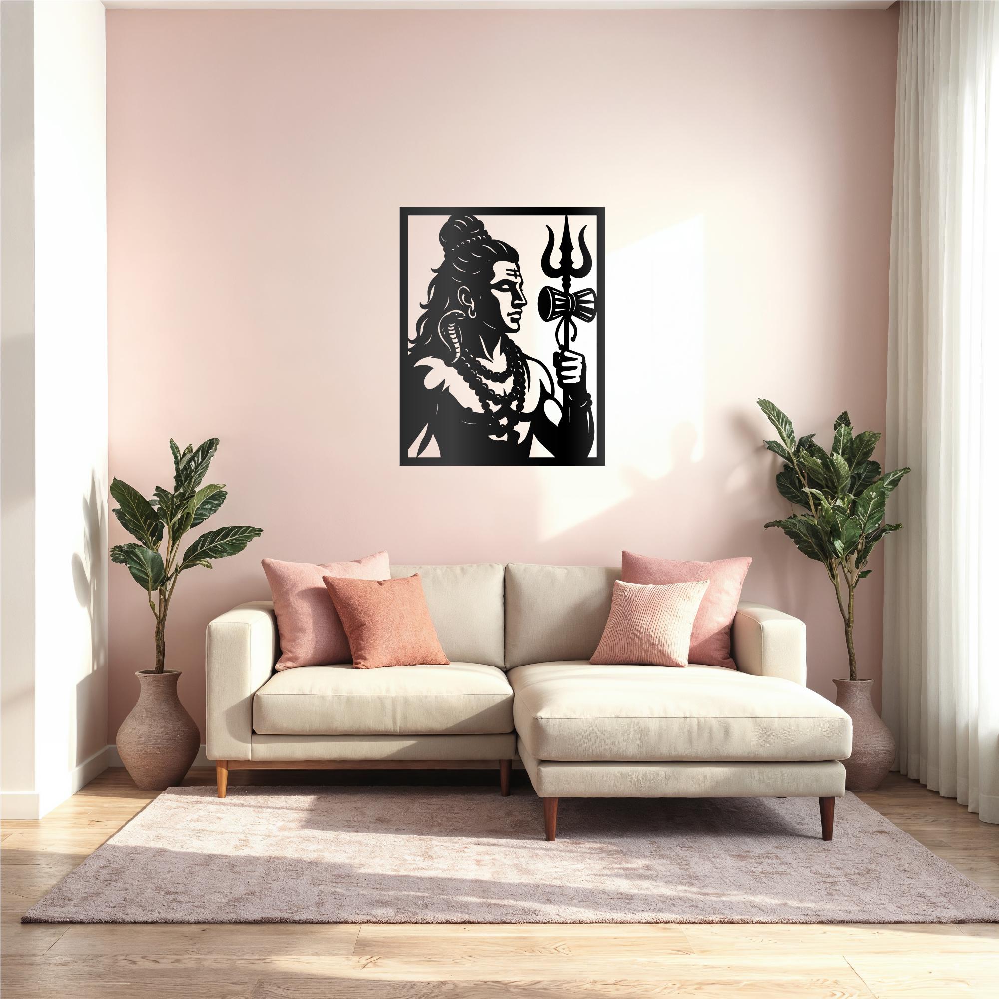Lord Shiva Trishul Damru Silhouette SVG | Hindu God Wall Art (digital ...
