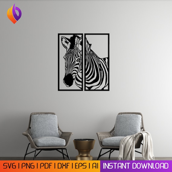 zebra Waveform background Wall Art dxf, svg, eps,ai and pdf files for laser cutting. plasma art dxf, aser , Glowforge files Metalic CNC dxf