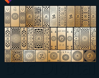 Aum jali DXF files, Mandir wall panel design, Meditation SVG digital download