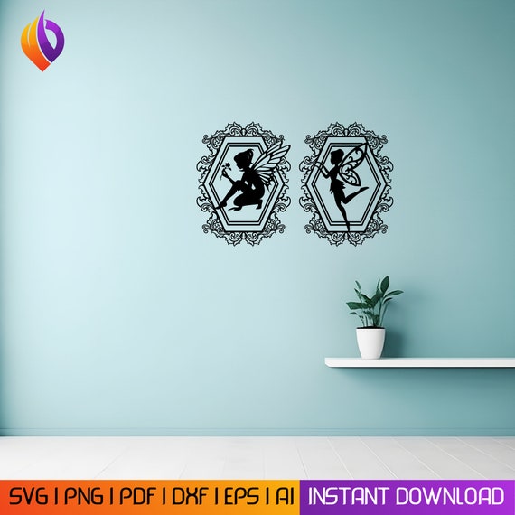 butterfly angel girl bundle svg, PNG, eps dxf files, engraving decal silhouette template cnc cutting router digital cut file vector download