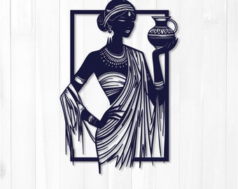 African Woman Pot Silhouette SVG | Laser Cut File, Cricut, Glowforge (Digital Download)