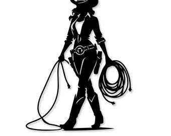 Cowgirl Silhouette CNC Cut File: Western Rodeo Clipart (Digital Download)