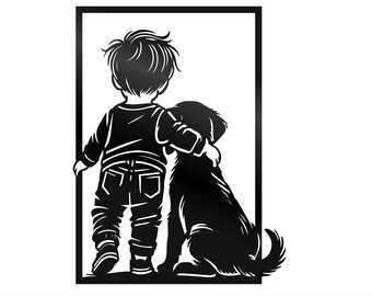 Boy and Dog Silhouette DXF | Friendship Metal Wall Art (Digital Download)