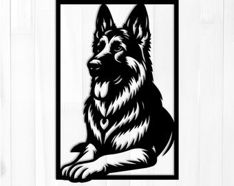German Shepherd Portrait Laser Cut File | Dog Wall Art DXF SVG (Digital Download)