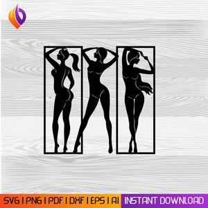 Pose de mujer caliente, corte láser, archivos svg dxf, calcomanía de pared, grabado, calcomanía, silueta, plantilla, enrutador de corte cnc, descarga instantánea de vector digital
