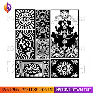 Om symbol wall art DXF, Aum symbol SVG, meditation SVG,wall frame SVG, Silhouette cut file, Aum Cricut file, Aum vinyl decal, medication cut file, Aum Yoga SVG, Yoga cut file, meditation metal cut wall art, yoga symbol, meditation wall art, hindu SVG