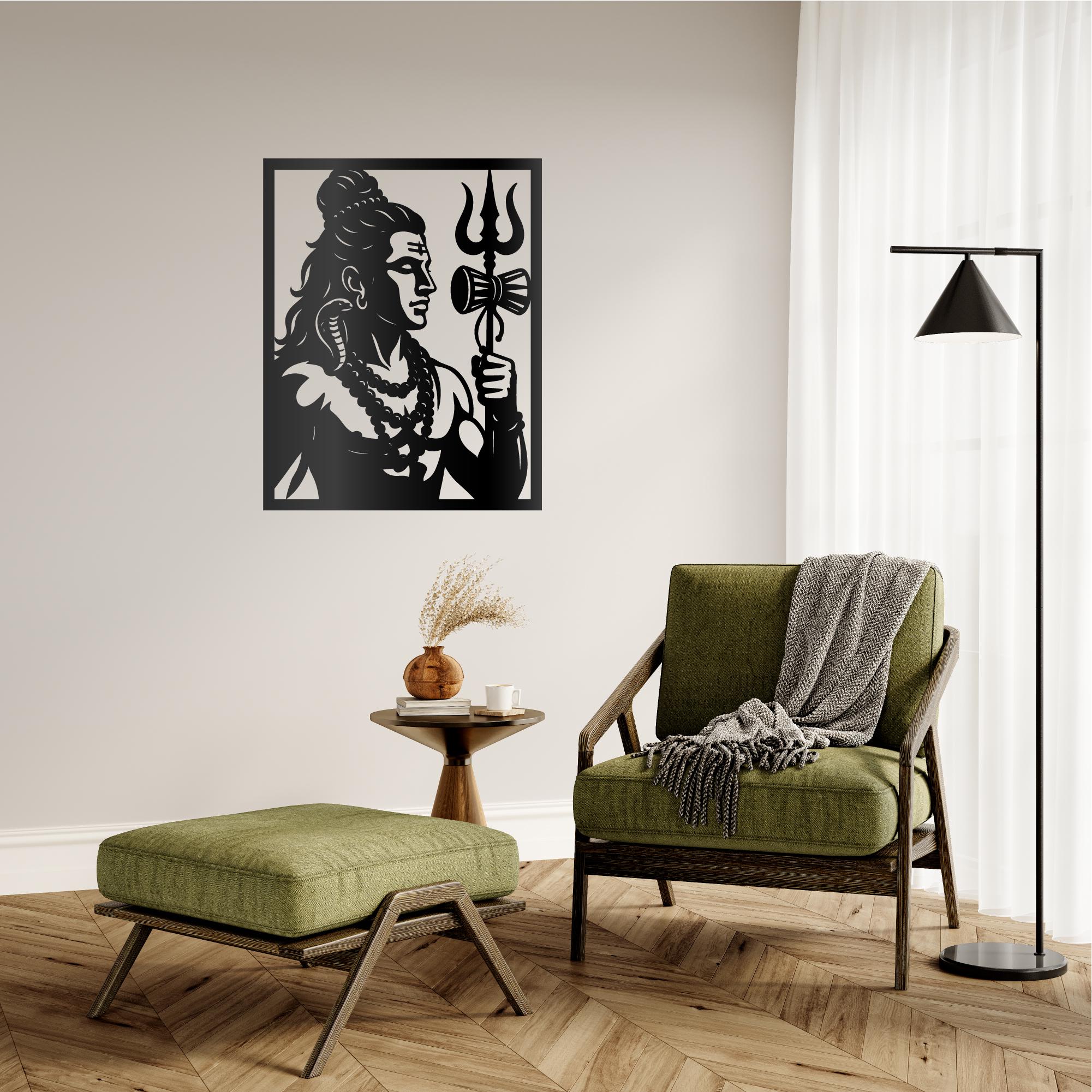 Lord Shiva Trishul Damru Silhouette SVG | Hindu God Wall Art (digital ...