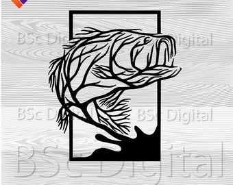 Largemouth Bass Wall Art SVG, Plasma Cut DXF, Laser Cut Files (Digital Download)