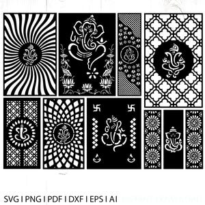 Hindu Elephant Ganesha Ganapati laser cut svg dxf pdf engraving decal silhouette template cnc cutting router digital vector instant download