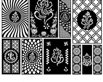 Archivo de corte láser para decoración de pared Ganesha Om (svg, dxf, pdf) – paquete de archivos SVG del dios elefante hindú para corte láser
