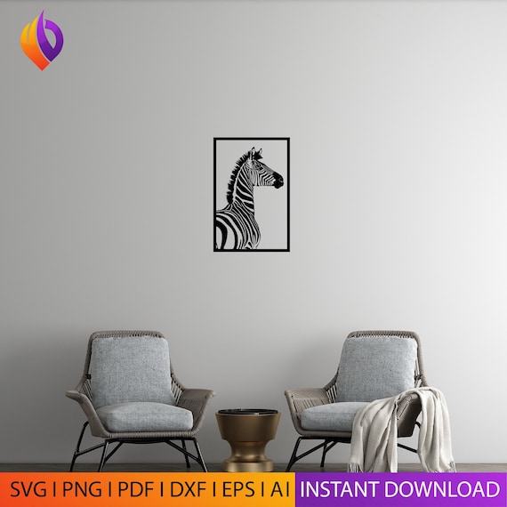 African zebra head Wall Art dxf, svg, eps,ai and pdf files for laser cutting. plasma art dxf, aser , Glowforge files Metalic CNC dxf