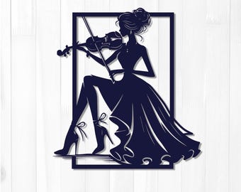 Violin Woman Silhouette | Laser Cut File, Wall Art (Digital Download)