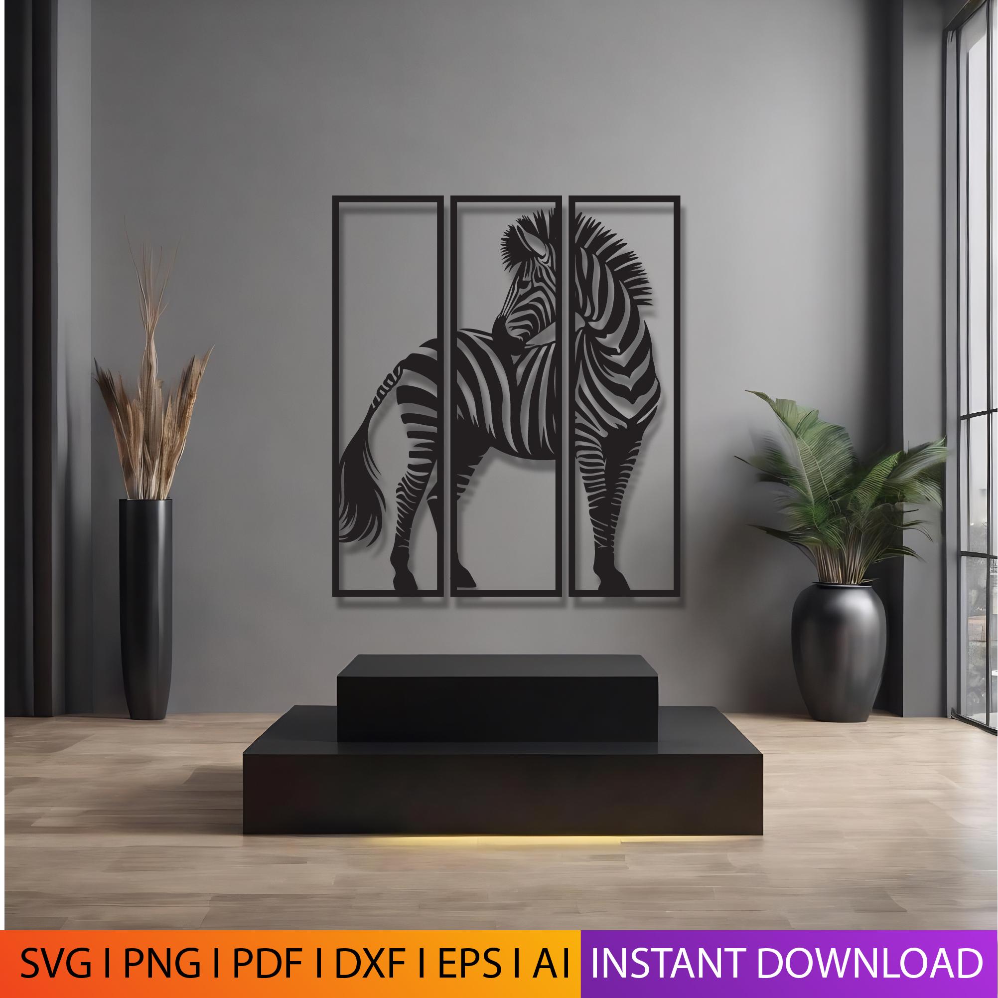 Zebra Head Wall Art SVG | Wild Animal Silhouette Cut File (digital ...