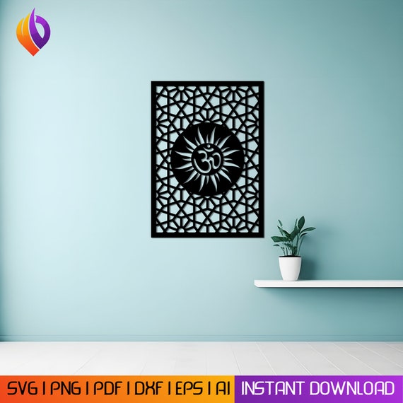 Om wall Decor Laser-Cut DXF File for Glowforge and CNC Machines - Aum wall Decor, Vinyl Metal Panel Cutting, Plasma Cut - Digital Download