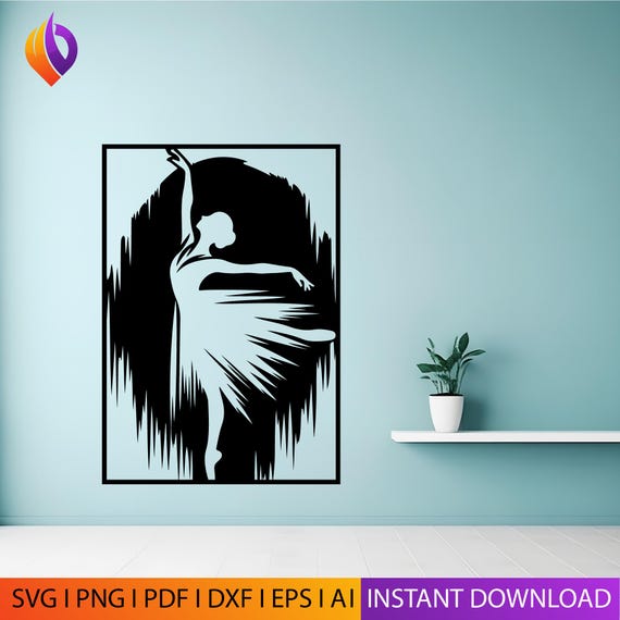 Graceful Ballerina Wall Art dxf, svg, eps files for laser CNC cutting, Ballerina plasma art dxf, Ballerina Glowforge files Metalic CNC CUT