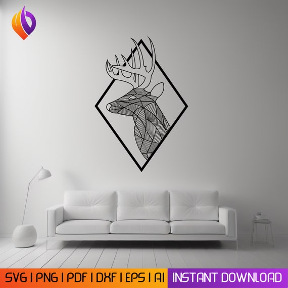 Deer wall art svg,dxf, Eps,AI and PDF files, plasma cut file,wall art dxf, aser cut files, Glowforge files Metalic & Wood CNC machine dxf
