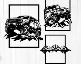 Off Road Truck SVG Bundle, 4x4 Jeep DXF File, Laser Cut Wall Art, Adventure Vehicle cnc Cutting Files, pdf, png, AI Download