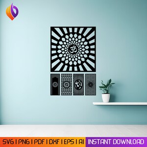 Om symbol wall art DXF, Aum symbol SVG, meditation SVG,wall frame SVG, Silhouette cut file, Aum Cricut file, Aum vinyl decal, medication cut file, Aum Yoga SVG, Yoga cut file, meditation metal cut wall art, yoga symbol, meditation wall art, hindu SVG
