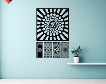Aum wallart Laser-Cut DXF File for Glowforge and CNC Machines - yoga wall Decor, Vinyl Metal Panel Cutting, Digital Download bundle