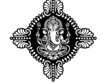 Archivo DXF de Mandala de Ganesha / Arte mural hindú Om para láser CNC (Descarga digital)