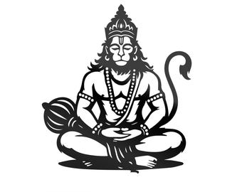 hanuman Wall Decor: Laser Cut Hindu God Design svg png dxf eps (Digital Download)