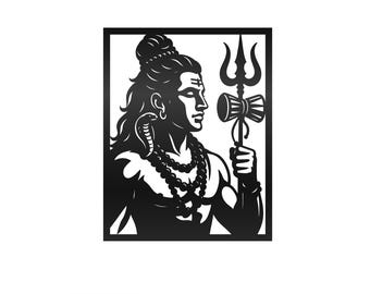 Lord Shiva Trishul Damru Silhouette SVG | Hindu God Wall Art (Digital Download)