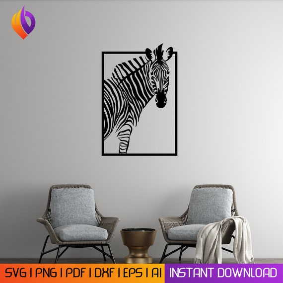 Zebra laser cut Wall Art dxf, svg, eps, ai and pdf files laser cutting. plasma art dxf, aser , Glowforge files Metalic CNC dxf, wall decor