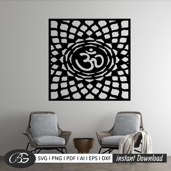 Aum CNC Cut dxf bundle, Cricut Bundle, Ohmcut file, svg, png, Sanskrit Mantra wall décor,  Meditation Aum Design for cnc machine , ohm png