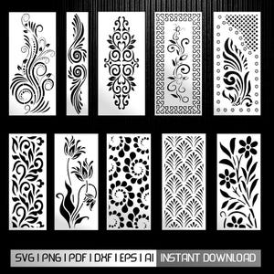 Pacote de arquivos de corte CNC com padrão floral vazado, design de arco de templo, download digital em SVG e DXF.