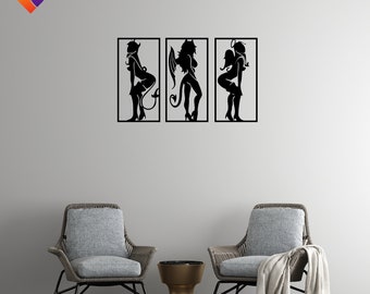 Evil Hot Woman 3 laser cut svg dxf files wall sticker engraving decal silhouette template cnc cutting router digital vector instand download