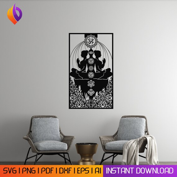 7 Chakra wall art svg,dxf, Eps AI PDF files, plasma cut file, wall art dxf, Laser cut files, Glowforge files Metalic & Wood CNC machine dxf