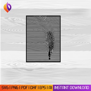 Zebra Wellenform Hintergrund Wall Art dxf, svg, eps,ai und pdf Dateien für das Laserschneiden. Dateien für Ihre Dateien Metalic CNC dxf