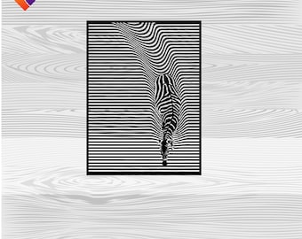 Zebra Waveform Wall Art, Laser Cut Files (dxf, svg, eps, ai, pdf)