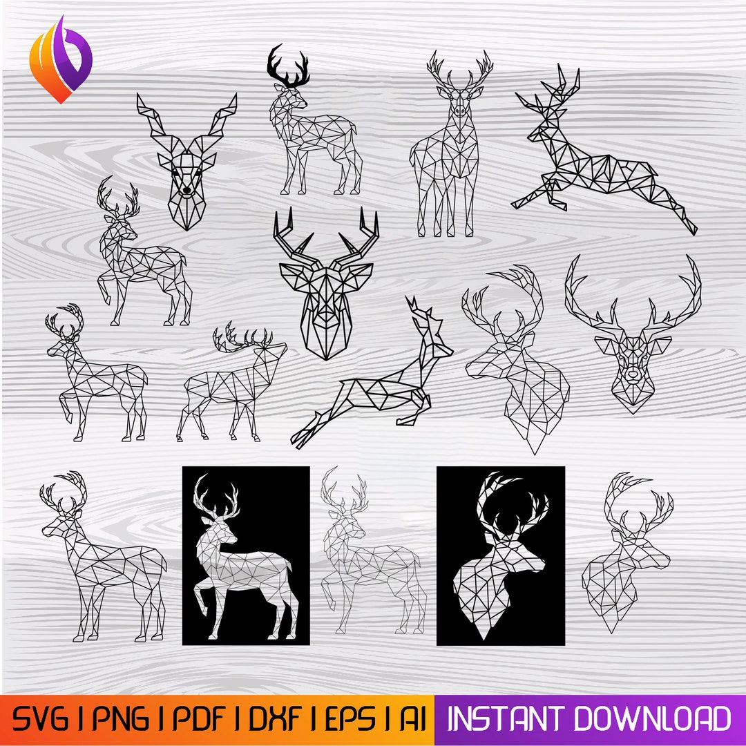 Deer Line Art SVG DXF Bundle, Laser Cut Files (digital Download) - Etsy