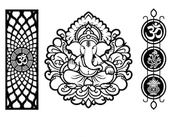 Ganesha Mandala SVG Bundle | Om Wall Panel DXF Files | Hindu Temple Decor  | Laser Cut CNC Wall Art | Glowforge Cricut Digital Download
