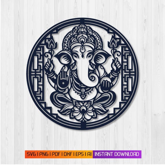 Ganesha Wall Decor Laser-Cut DXF File | For Glowforge, CNC, and Laser Cutting | Instant Digital Download