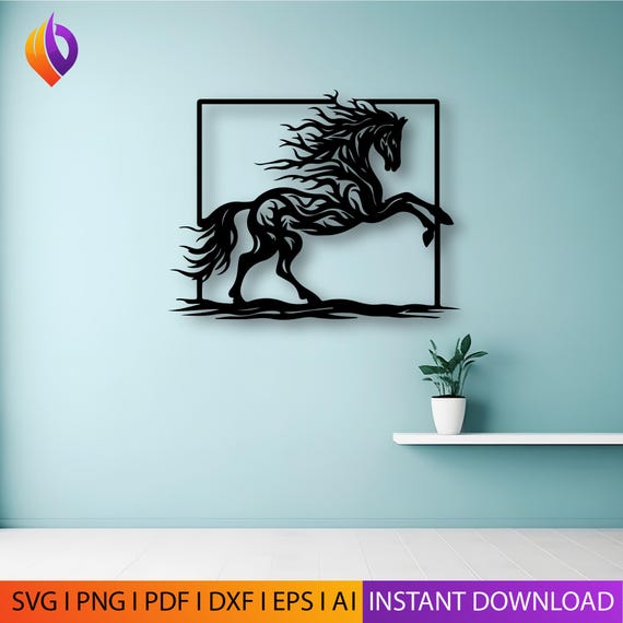 Horse Wall Art SVG | Laser Cut Files for Glowforge, cnc, Plasma Cutting | DXF, eps, ai, PDF Included