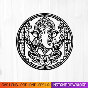 Ganesha väggdekor: Laserskuren hinduisk gudsdesign (digital nedladdning)