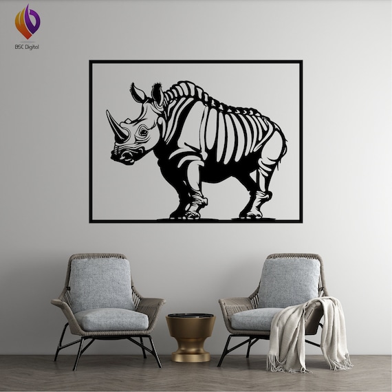 Rhino skeleton wall art SVG, Tiger Head PNG, Tiger Face DXF, Jungle Cat cut file, Big Cat Cricut Silhouette Cut File Glowforge files