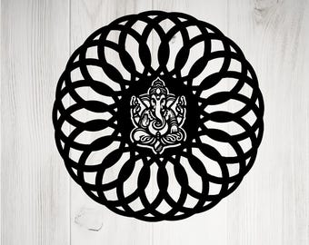 Aum Wall Decor, Ganesha Design DXF File, Glowforge CNC Laser Cut