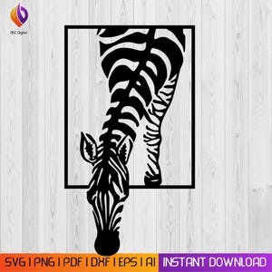File laser per animali selvatici, silhouette di zebra in formato DXF per Glowforge, file di taglio per animali della savana