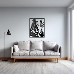 Lord Shiva Trishul Damru Silhouette SVG | Hindu God Wall Art (digital ...