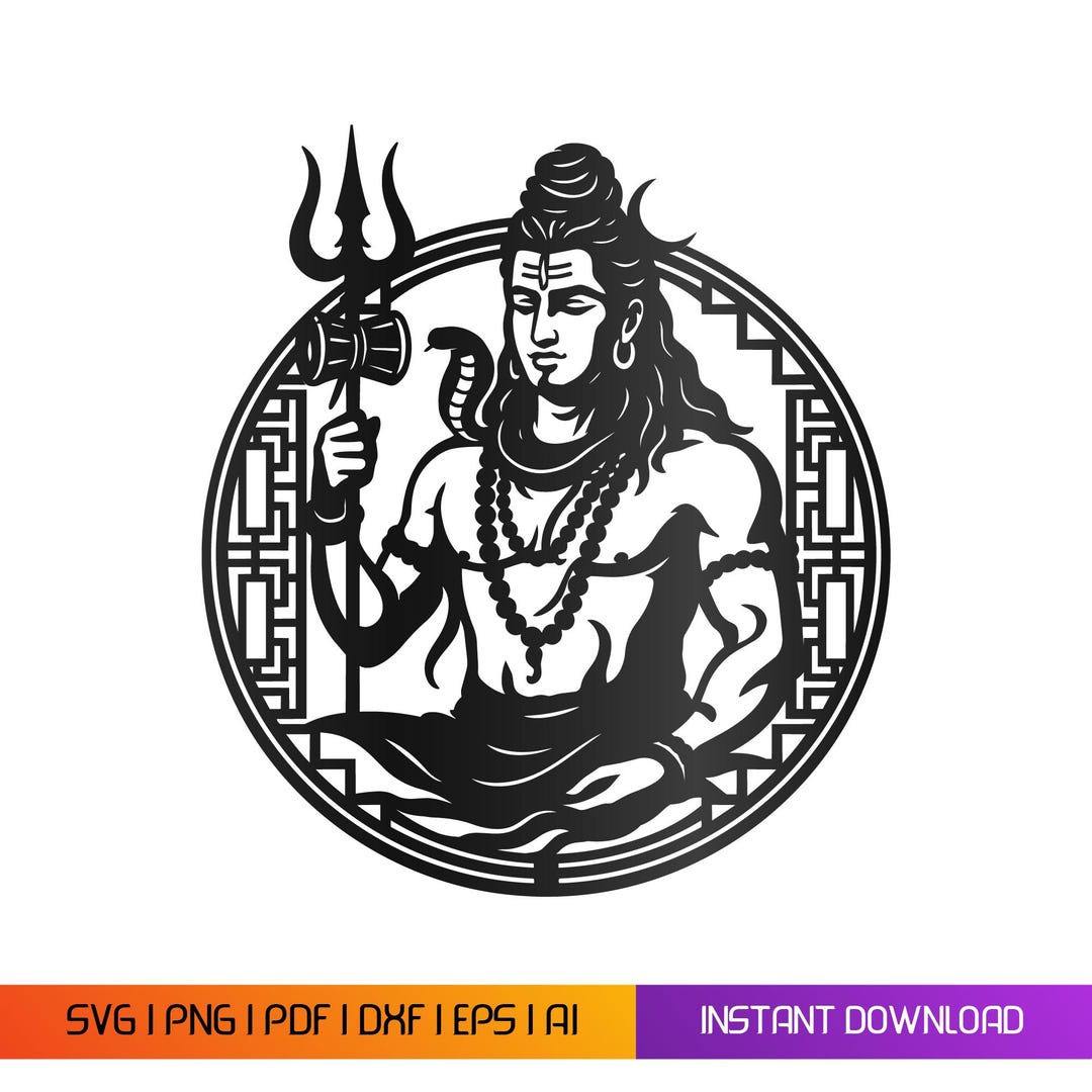 Lord Shiva Mahadev Meditation Silhouette Wall Art | Hindu God DXF ...