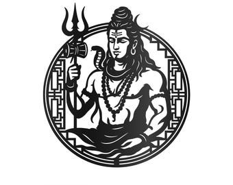 Lord Shiva Mahadev Meditation Silhouette Wall Art | Hindu God DXF (Digital Download)