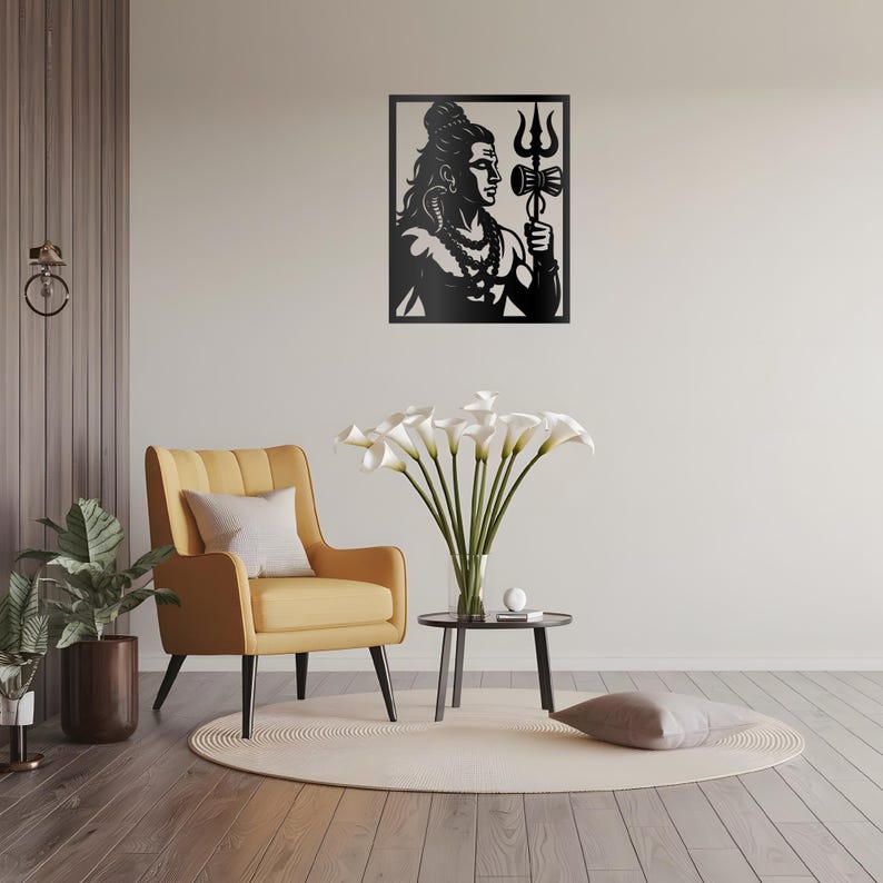 Lord Shiva Trishul Damru Silhouette SVG | Hindu God Wall Art (digital ...